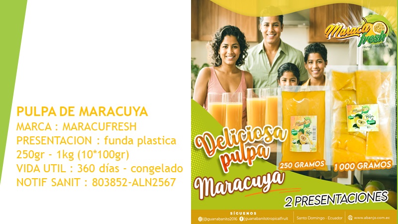 Pulpa congelada de maracuyá MaracuFresh